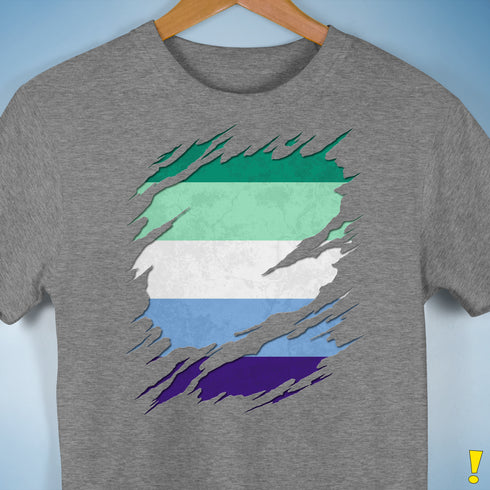 Gay Male Pride Flag Ripped Reveal Premium Unisex T-Shirt